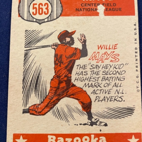 1959 TOPPS  #563 WILLIE MAYS ALL-STAR  SAN FRANCISCO GIANTS CREASED. Fair. Fair - Picture 2 of 2